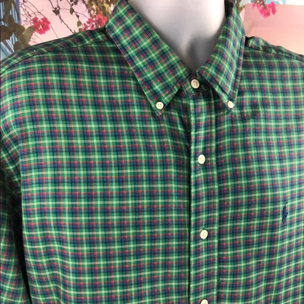 Polo Ralph Lauren Green Plaid Striped Button Down